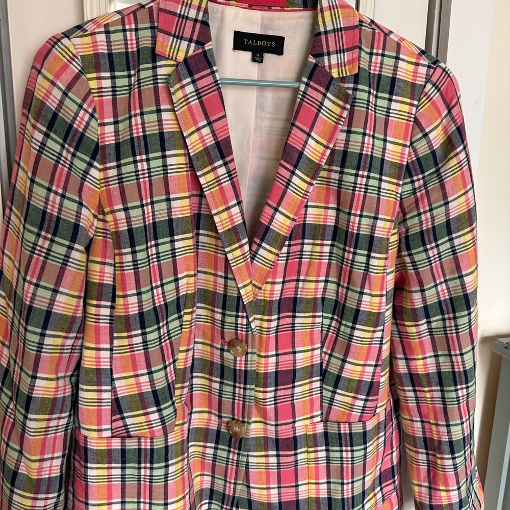 Talbots madras Plaid Jacket